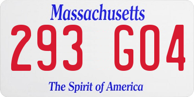 MA license plate 293GO4