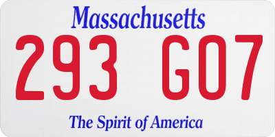 MA license plate 293GO7