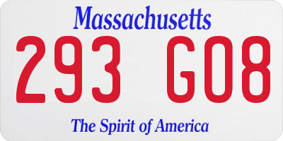 MA license plate 293GO8