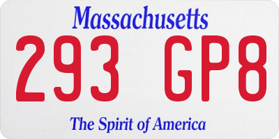 MA license plate 293GP8