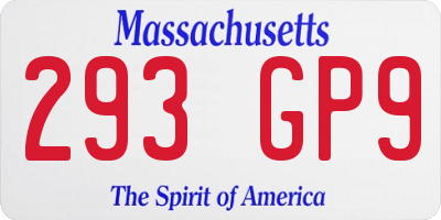 MA license plate 293GP9