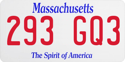 MA license plate 293GQ3