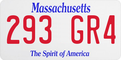 MA license plate 293GR4
