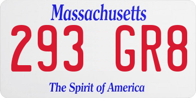 MA license plate 293GR8