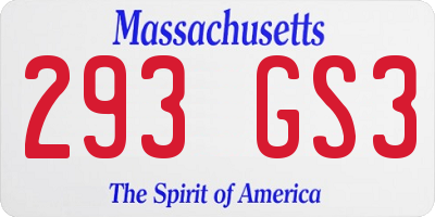 MA license plate 293GS3