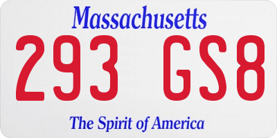 MA license plate 293GS8