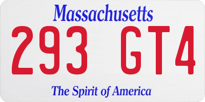 MA license plate 293GT4