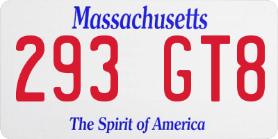 MA license plate 293GT8