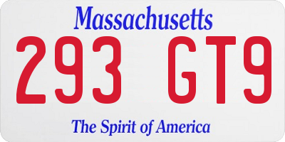 MA license plate 293GT9