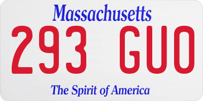 MA license plate 293GU0