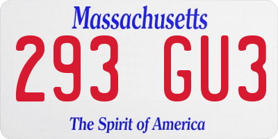 MA license plate 293GU3