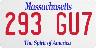 MA license plate 293GU7