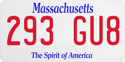 MA license plate 293GU8