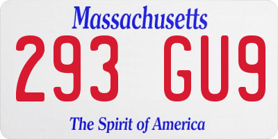 MA license plate 293GU9