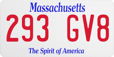 MA license plate 293GV8