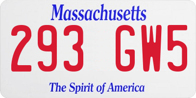 MA license plate 293GW5