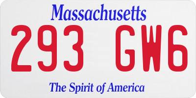 MA license plate 293GW6