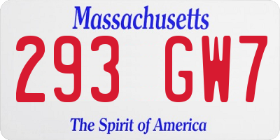 MA license plate 293GW7