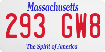 MA license plate 293GW8