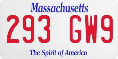 MA license plate 293GW9