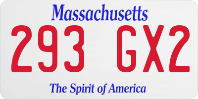 MA license plate 293GX2
