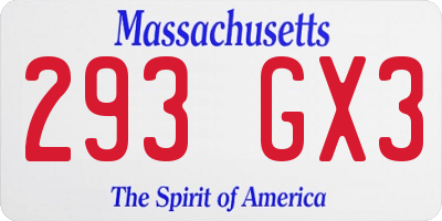 MA license plate 293GX3
