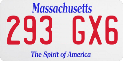 MA license plate 293GX6
