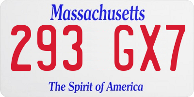 MA license plate 293GX7