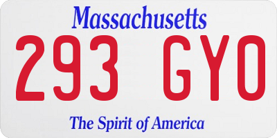 MA license plate 293GY0