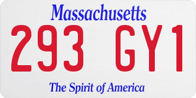 MA license plate 293GY1