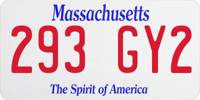 MA license plate 293GY2