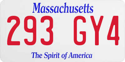 MA license plate 293GY4