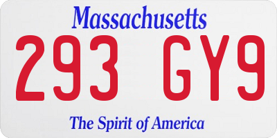 MA license plate 293GY9