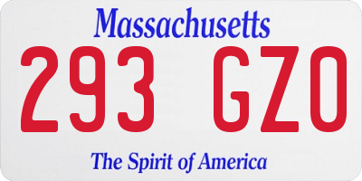 MA license plate 293GZ0
