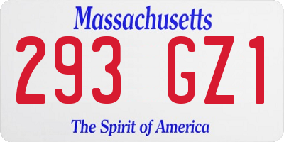 MA license plate 293GZ1