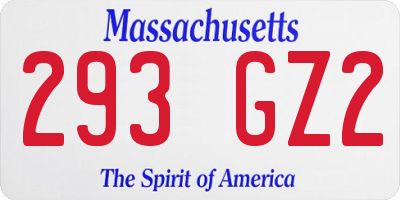 MA license plate 293GZ2