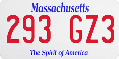 MA license plate 293GZ3
