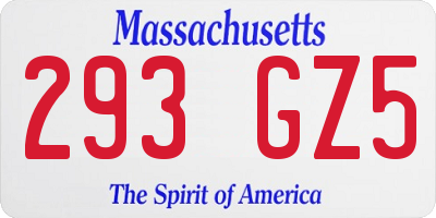 MA license plate 293GZ5