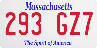 MA license plate 293GZ7