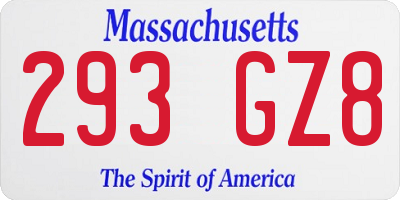 MA license plate 293GZ8