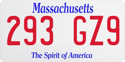 MA license plate 293GZ9