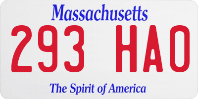 MA license plate 293HA0