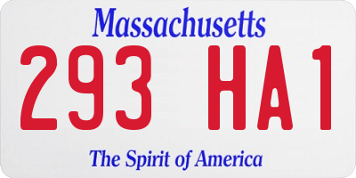 MA license plate 293HA1
