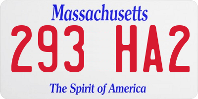 MA license plate 293HA2