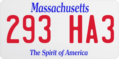 MA license plate 293HA3
