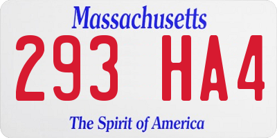 MA license plate 293HA4
