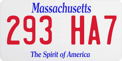 MA license plate 293HA7