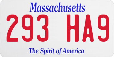 MA license plate 293HA9