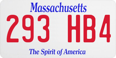 MA license plate 293HB4