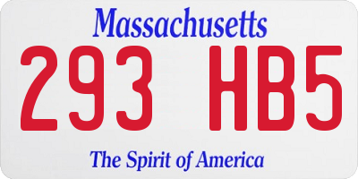 MA license plate 293HB5